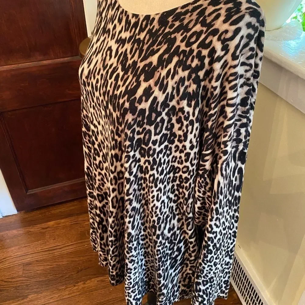 NWT *Cable & Gauge* 2X Super-Soft! Cheetah Sweater Zip Neck